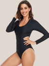 Black slimming 1-piece swimsuit