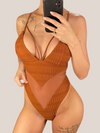 Brown One Piece Swimsuit