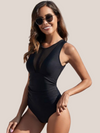 Black Tummy Control One Piece Swimsuit