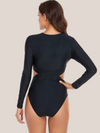 Black slimming 1-piece swimsuit