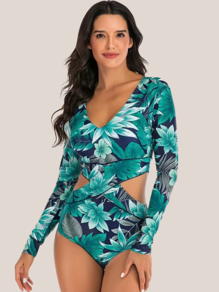 Women's floral print shaping one-piece swimsuit