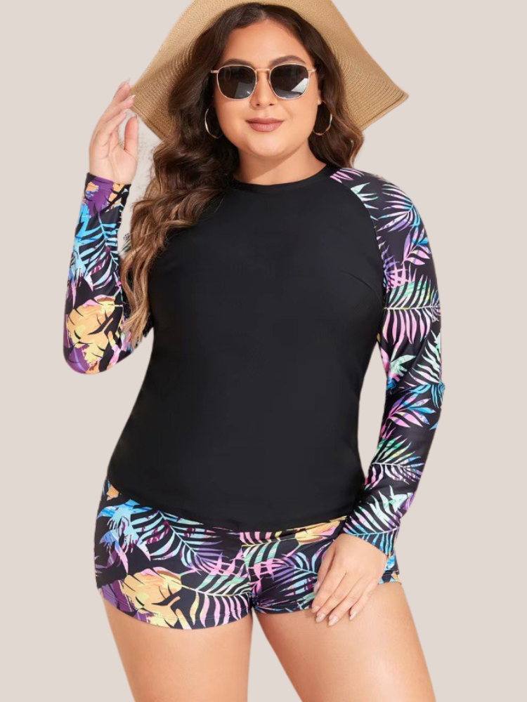 High Waist Long Sleeve Swimsuit