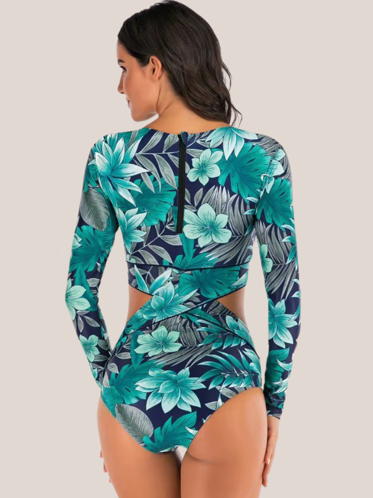 Women's floral print shaping one-piece swimsuit