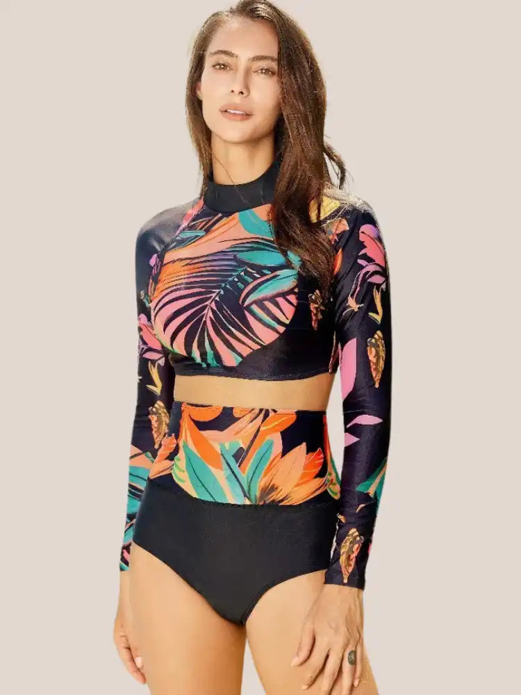 Long sleeve crop top swimsuit