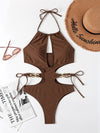 Brown One Piece Swimsuit