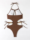 Brown One Piece Swimsuit